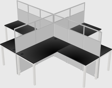 Shared l-shaped cubicles
