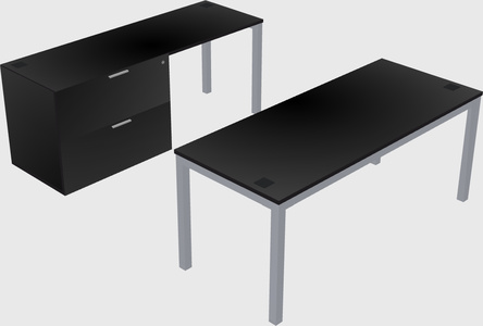 Parallel desk + file cabinet