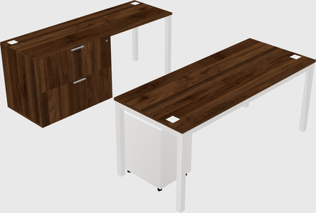 Parallel desk + file cabinet