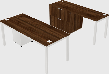 Parallel desk + file cabinet