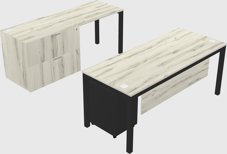 Parallel desk + file cabinet
