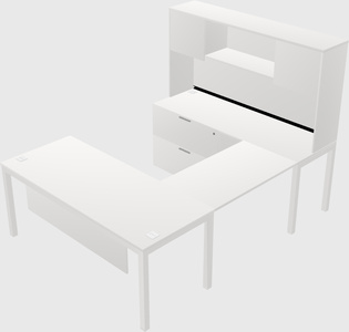 U-shaped desk + file cabinet