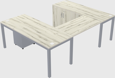 U-shaped desk + cabinet