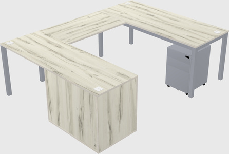 U-shaped desk + cabinet