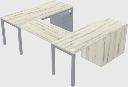U-shaped desk + cabinet
