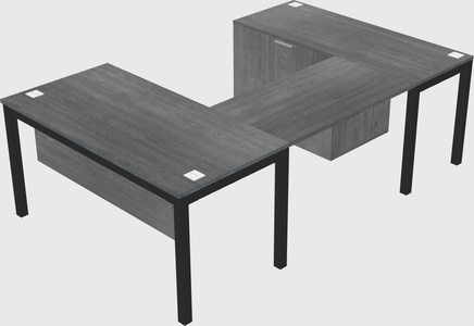 U-shaped desk + file cabinet
