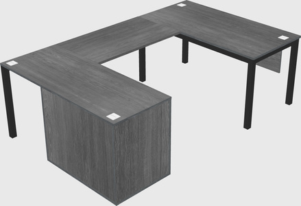 U-shaped desk + file cabinet