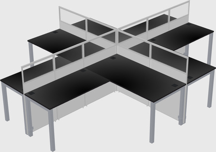 Shared l-shaped cubicles