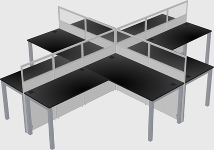 Shared l-shaped cubicles