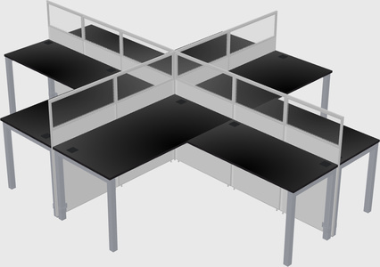 Shared l-shaped cubicles