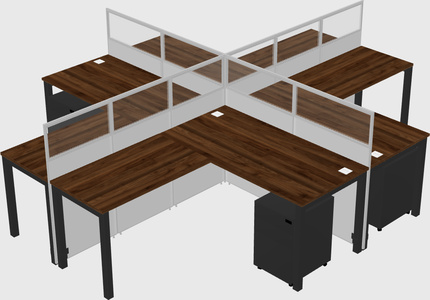 Shared l-shaped cubicles
