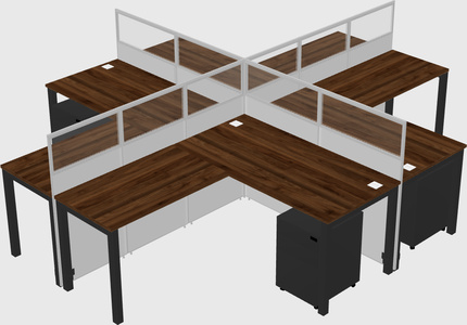 Shared l-shaped cubicles