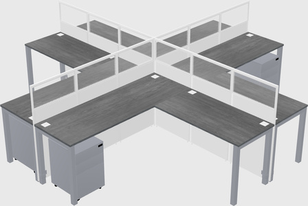 Cubículos compartidos en forma de l