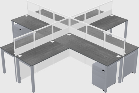 Cubículos compartidos en forma de l