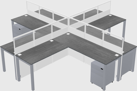 Cubículos compartidos en forma de l