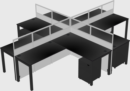 Shared l-shaped cubicles