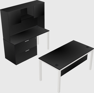 Paralleler schreibtisch + aktenschrank