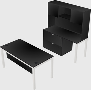 Paralleler schreibtisch + aktenschrank