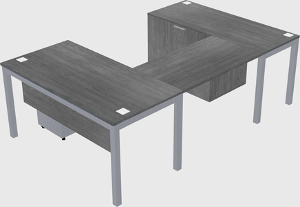 U-shaped desk + file cabinet