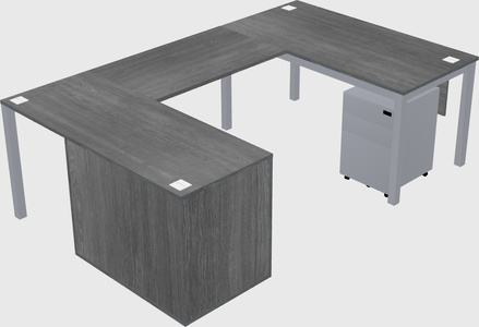 U-shaped desk + file cabinet