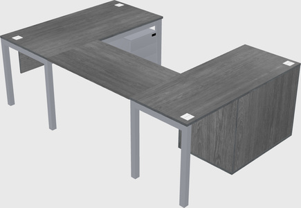 U-shaped desk + file cabinet