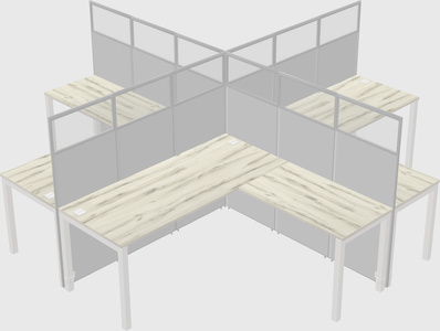 Shared l-shaped cubicles