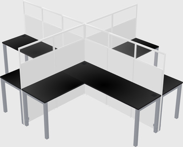 Shared l-shaped cubicles