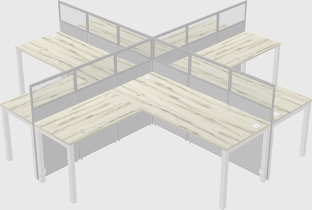 Shared l-shaped cubicles