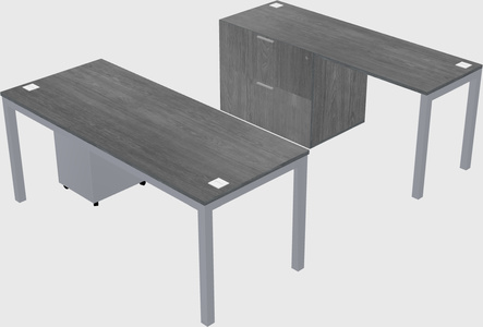 Parallel desk + file cabinet
