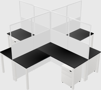 Shared l-shaped cubicles