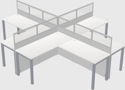 Shared l-shaped cubicles