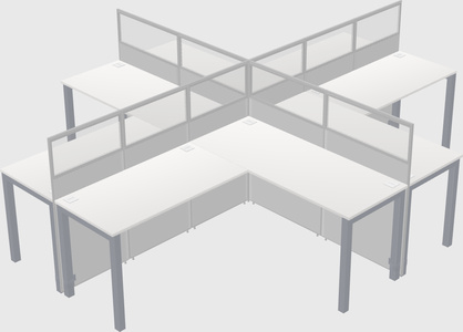 Shared l-shaped cubicles