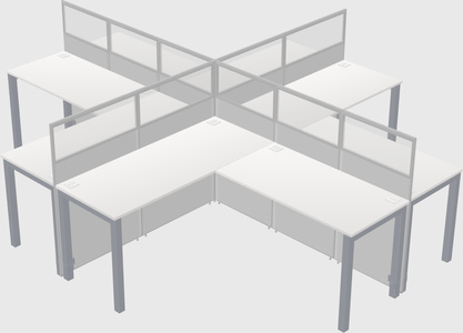 Shared l-shaped cubicles