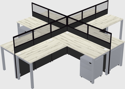 Shared l-shaped cubicles