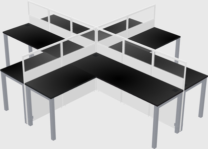 Shared l-shaped cubicles