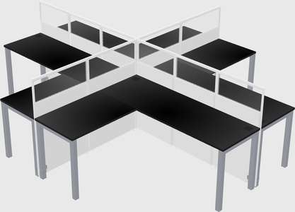 Shared l-shaped cubicles