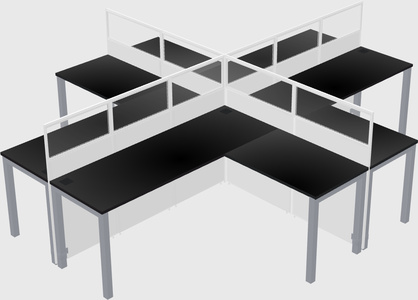Shared l-shaped cubicles
