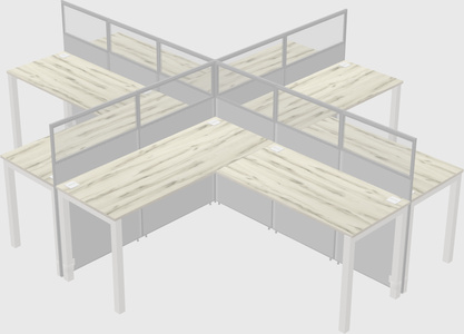 Shared l-shaped cubicles