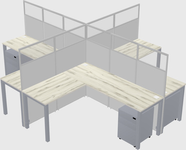 Shared l-shaped cubicles