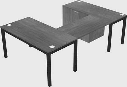 U-shaped desk + file cabinet