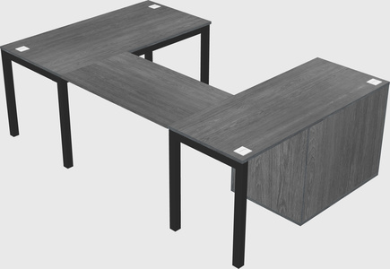 U-shaped desk + file cabinet