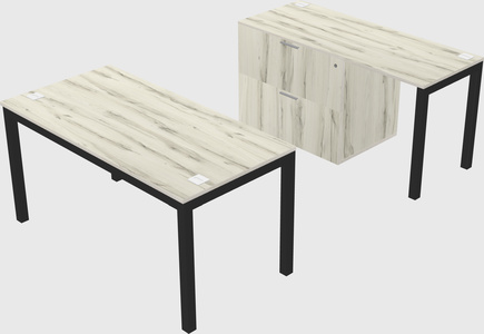 Parallel desk + file cabinet