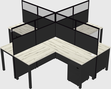 Shared l-shaped cubicles