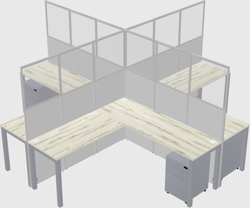 Shared l-shaped cubicles