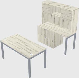 Parallel desk + file cabinet