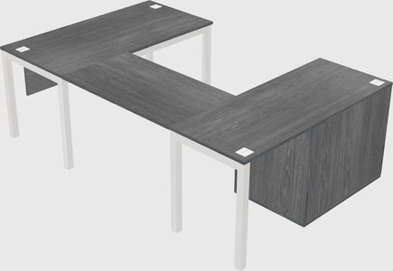 U-shaped desk + cabinet