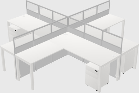 Shared l-shaped cubicles