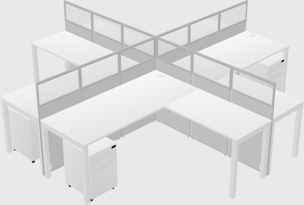 Shared l-shaped cubicles