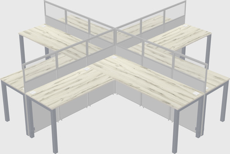 Shared l-shaped cubicles