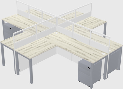 Shared l-shaped cubicles